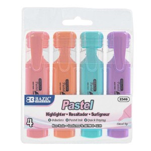 Bazic Pastel Highlighters - 4 Pack